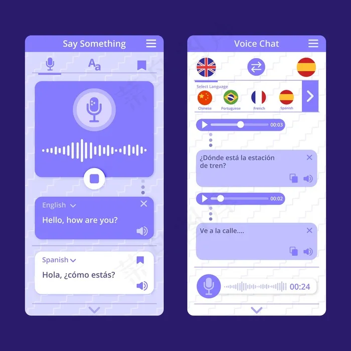 语音翻译应用程序概念eps,ai矢量模版下载