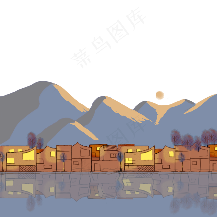 秋季城市风景PNG图片(3300X3300(DPI:300))psd模版下载
