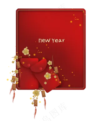 农历新年红包梅花文字框边框