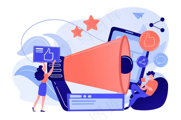 用户喜欢并共享图标和扩音器。喜欢评论分享赠品，社交网络推广，喜欢白色背景下的农业概念。eps,ai矢量模版下载