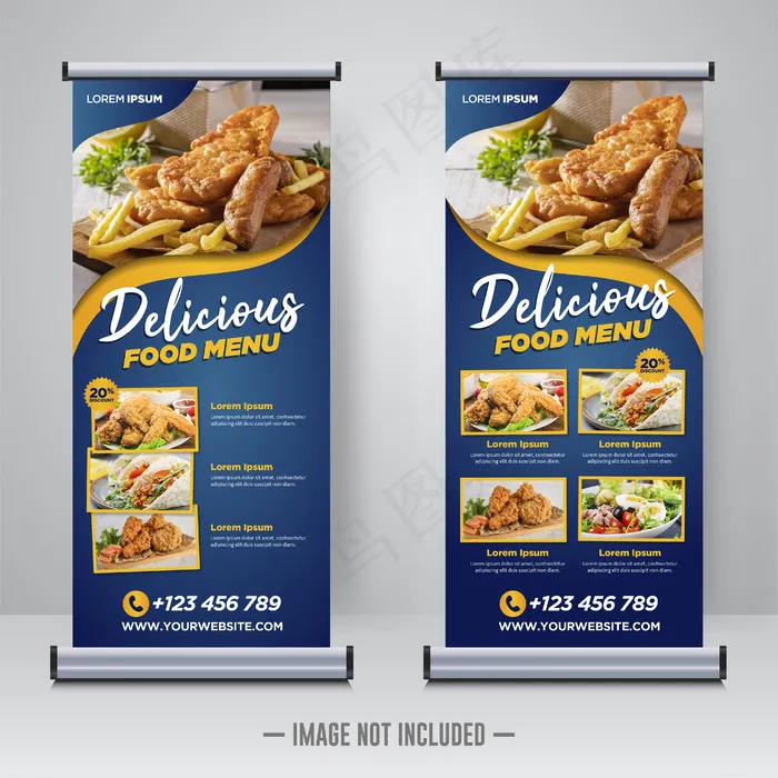 食品和餐厅卷起横幅banner模板eps,ai矢量模版下载