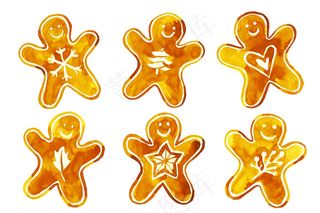 姜饼人饼干收藏水彩