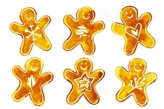 姜饼人饼干收藏水彩