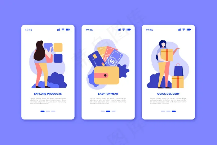 在线购买入职应用程序app屏幕eps,ai矢量模版下载