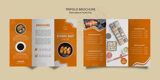 国际寿司日三折页小册子模板
