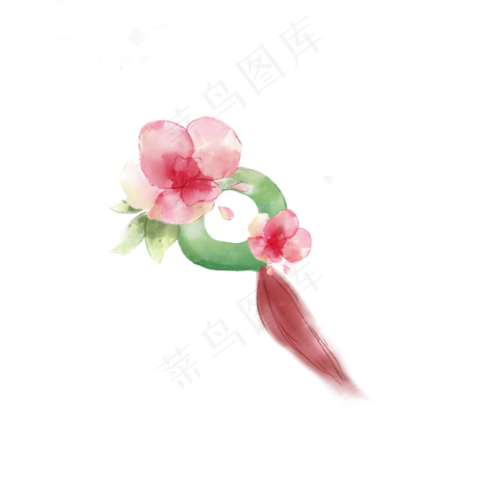 古风水彩花朵玉佩清新手绘免扣P(2000X2000(DPI:300))psd模版下载