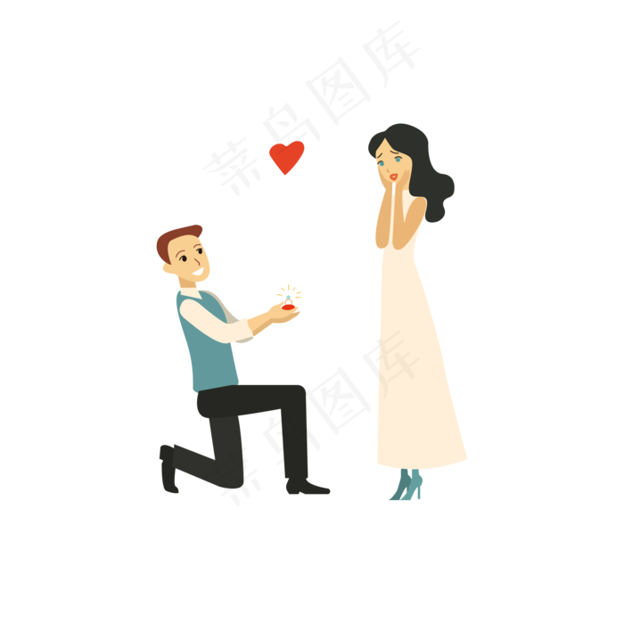 七夕情人节情侣求婚矢量图