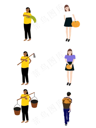 立秋丰收人物合图