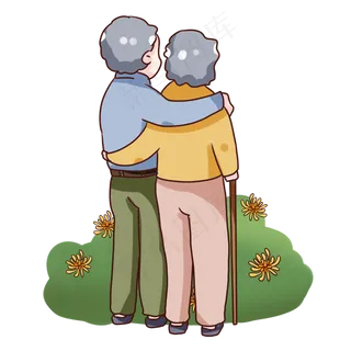 手绘卡通重阳节老人