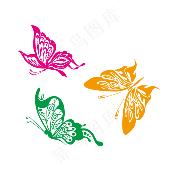 三只蝴蝶矢量图ai矢量模版下载