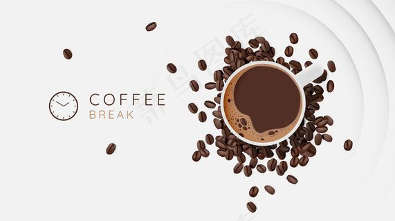 咖啡休息背景与咖啡杯和柔和的颜色方案