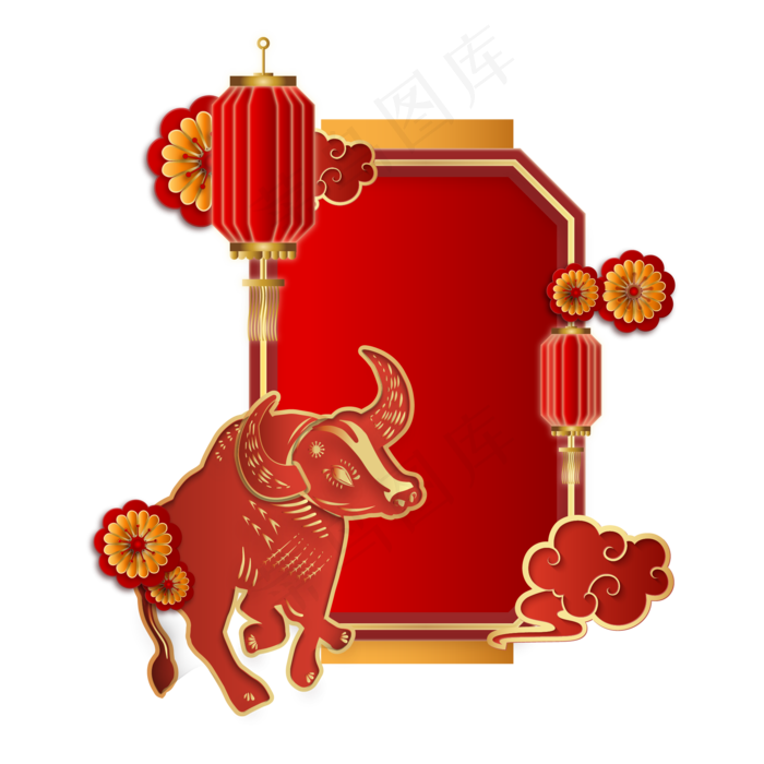 红金剪纸装饰灯笼