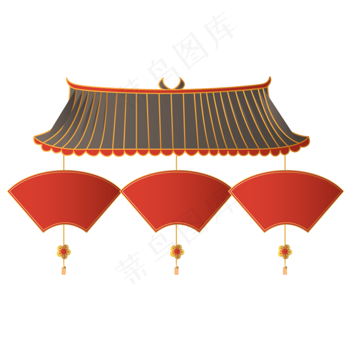 中国风屋檐优惠券(2000*2000px 300 dpi )ai矢量模版下载