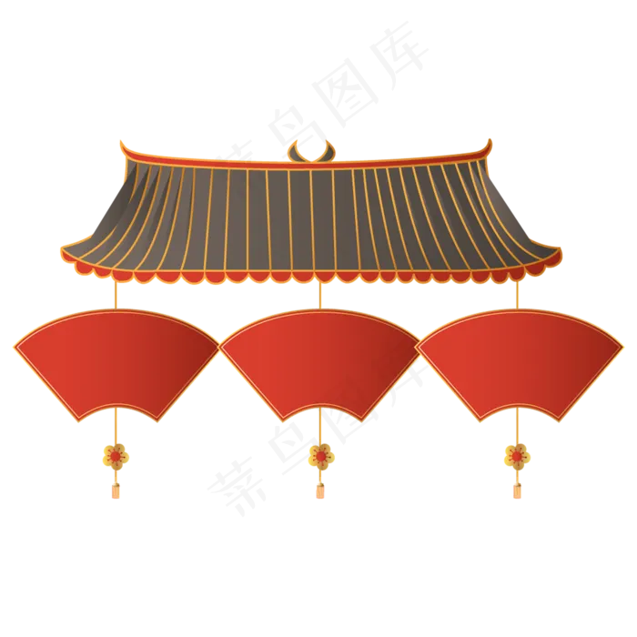 中国风屋檐优惠券(2000*2000px 300 dpi )ai矢量模版下载