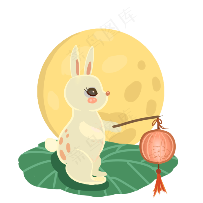 打灯笼玉兔(3000X3000(DPI:300))psd模版下载