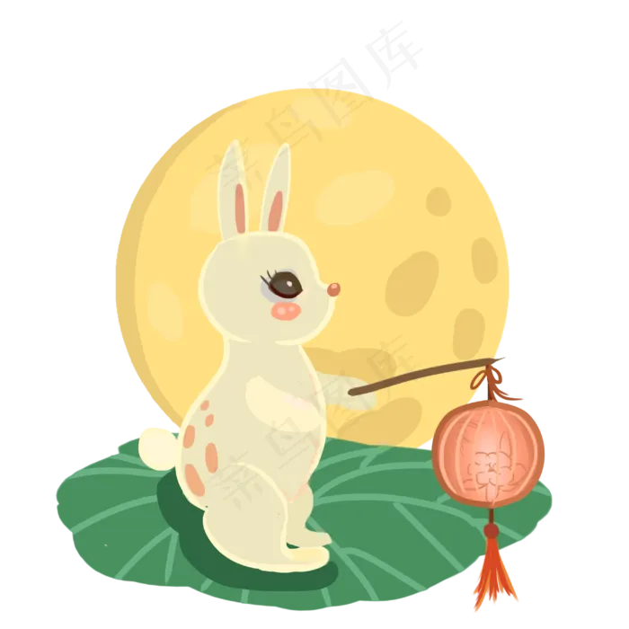 打灯笼玉兔(3000X3000(DPI:300))psd模版下载