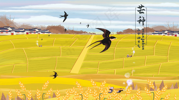 二十四节气芒种田野村庄