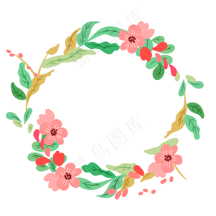 粉色花朵植物花环(3000X3000(DPI:299))psd模版下载