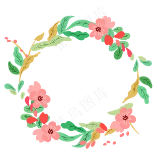 粉色花朵植物花环