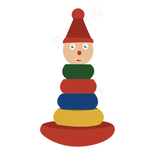 手绘矢量小丑玩偶装饰图