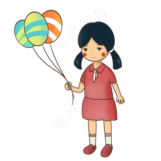 儿童节拿着气球的女孩手绘