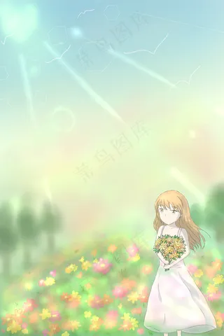 小清新夏日花海配图