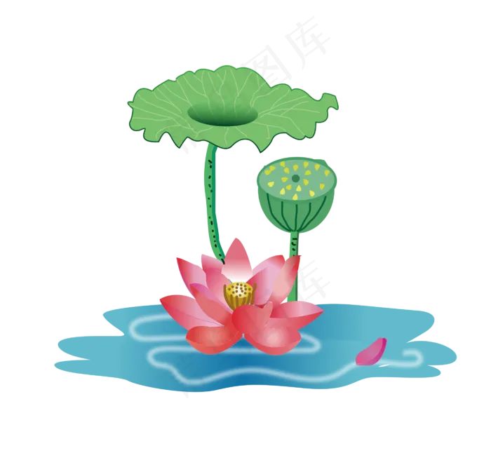 手绘莲花莲蓬(2000X2000(DPI:300))ai矢量模版下载