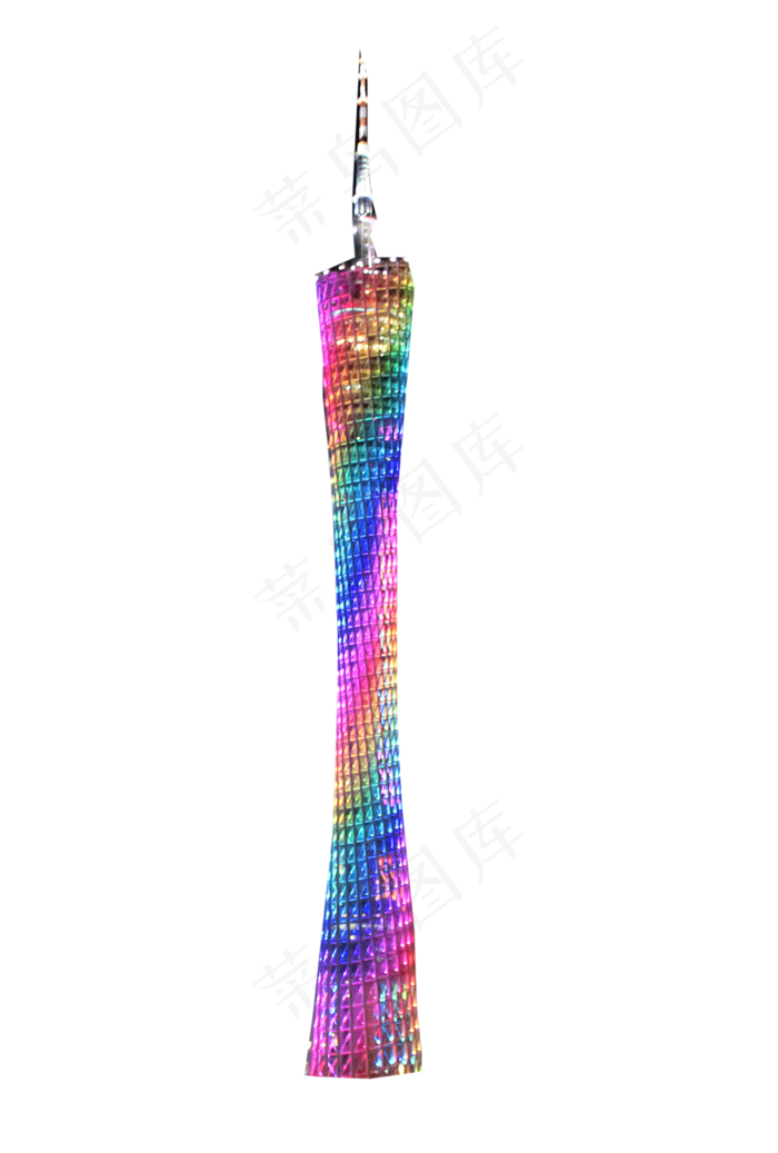 七彩广州塔,免抠元素(1404X2080(DPI:72))psd模版下载