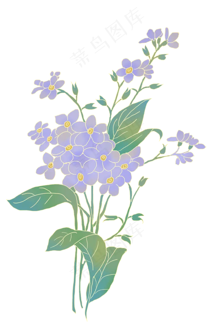 古风复古鎏金花卉简单紫色碎花(3545X5315(DPI:300))psd模版下载