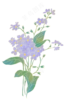 古风复古鎏金花卉简单紫色碎花