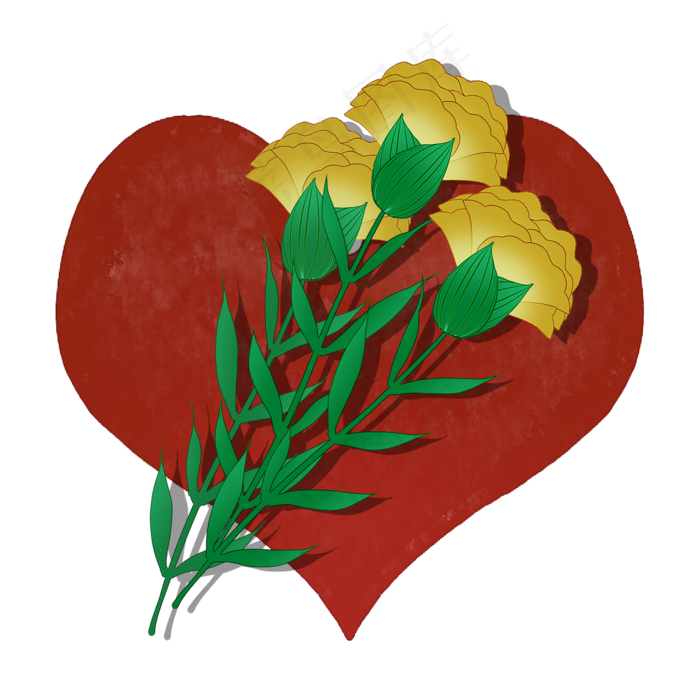 黄色康乃馨花语感恩真情母亲节素,免抠元素