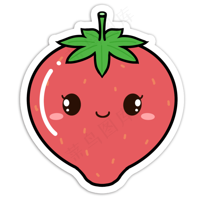 卡通可爱草莓贴纸(2000*2000px 72 dpi )psd模版下载