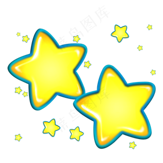 蓝边点缀漂浮星星