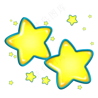 蓝边点缀漂浮星星