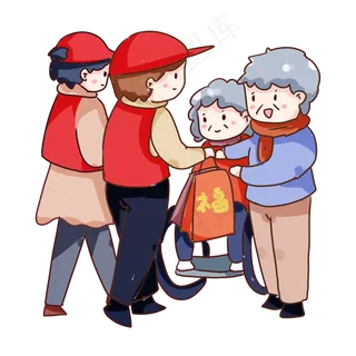 手绘卡通志愿者做公益,免抠元素