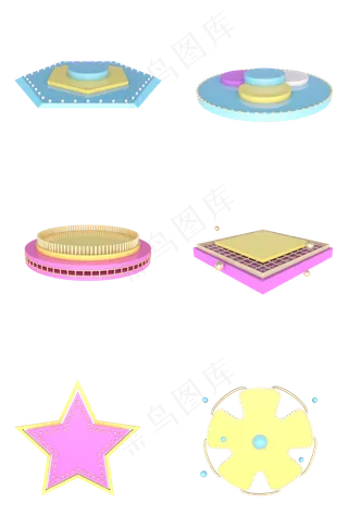 C4D立体电商舞台展台合集,免抠元素