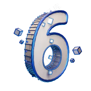 科技蓝倒计时数字6可商用