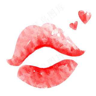 七夕节手绘红色嘴唇,免抠元素