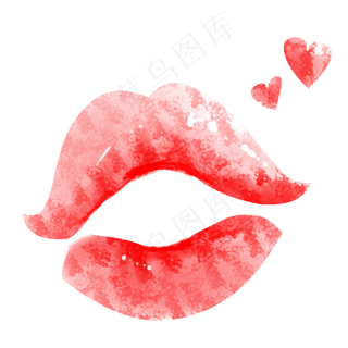 七夕节手绘红色嘴唇,免抠元素