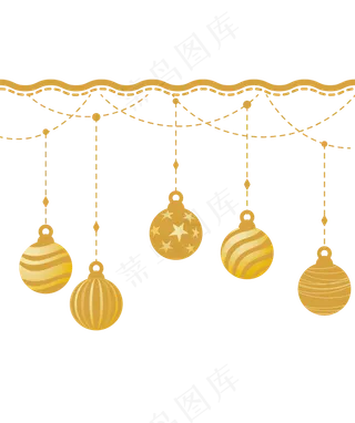 圣诞金色彩球挂饰,免抠元素