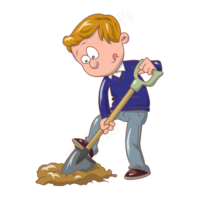 植树节挖坑的小男孩,免抠元素