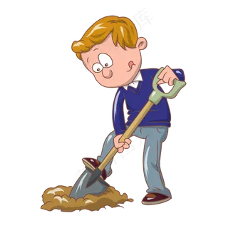 植树节挖坑的小男孩,免抠元素