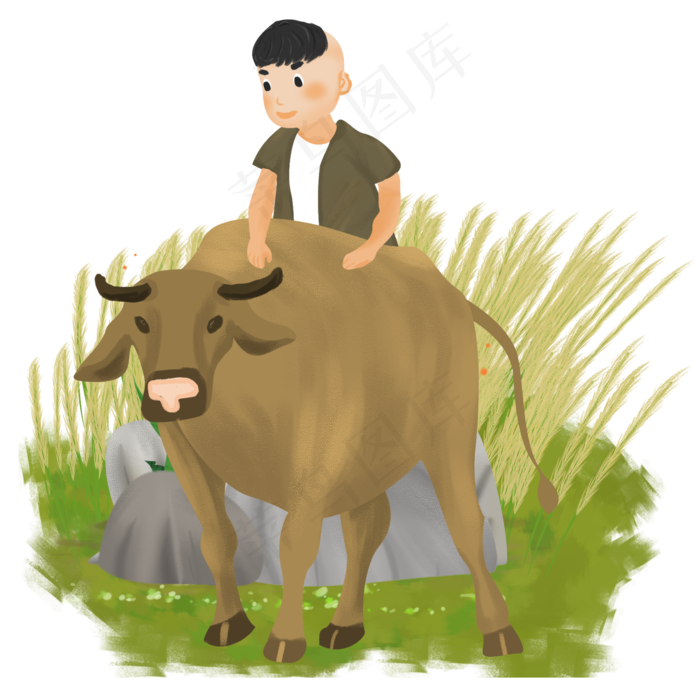 清明节国风牧童与水牛