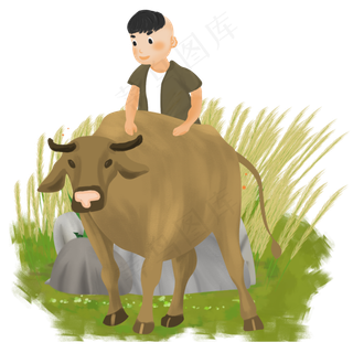 清明节国风牧童与水牛