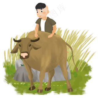 清明节国风牧童与水牛