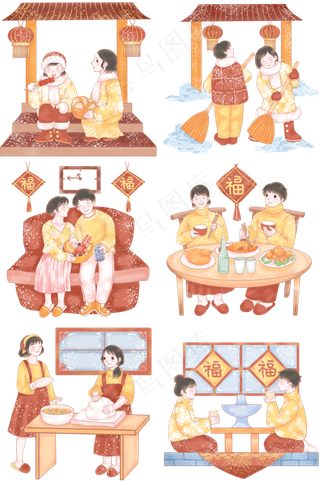 欢庆小年之年夜饭,免抠元素