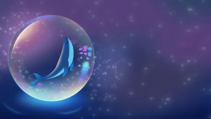 蓝色唯美星空鲸鱼水晶球