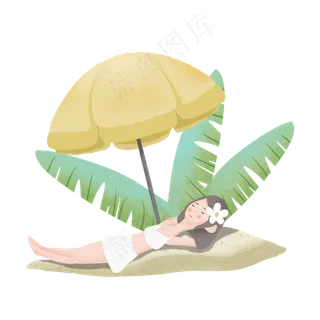 夏至在沙滩睡觉的女孩