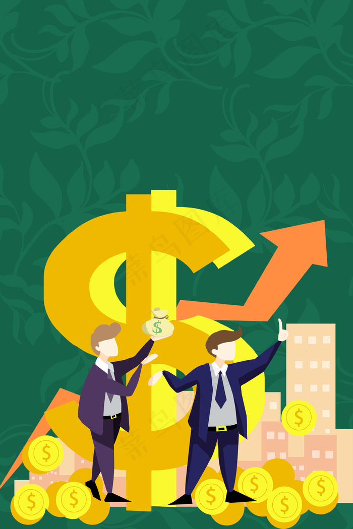 扁平金钱商务金融背景