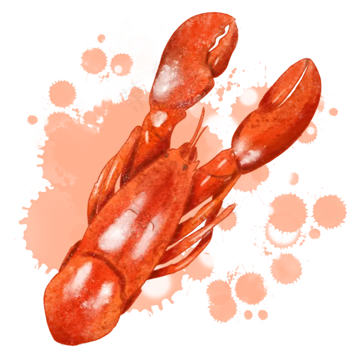 水彩食物龙虾(2000X2000(DPI:300))psd模版下载